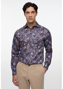 Langarmhemd Eterna "SLIM FIT", Damen, Gr. 42, Normalgr&ouml;&szlig;en, blau (navy), Satin, 100% Baumwolle, schmal, Manschette, Hemden Langarmhemd, NON IRON (b&uuml;gelfrei)