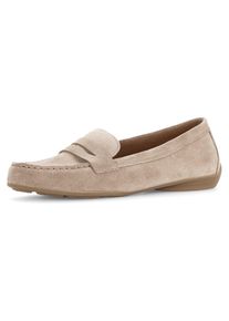 Mokassin Gabor, Damen, Gr. 36, beige, Veloursleder, unifarben, Schuhe Mokassin, Slipper, Bequemschuh, Flats mit modischem Zierriegel, Topseller