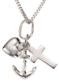 Kette mit Anh&auml;nger Firetti "Schmuck Geschenk Silber 925 Halsschmuck Halskette Panzerkette Glaube", silber (silberfarben), Halsketten, M&auml;dchen, Silber 925 (Sterlingsilber), L: 38, Kette mit Anh&auml;nger