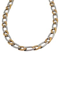 Edelstahlkette Firetti "Schmuck Geschenk Panzer-/Figarokette, bicolor, ca. 7,47 mm breit", gold (edelstahlfarben, gelbgoldfarben), Halsketten, Herren, Edelstahl, L: 50 B: 7,47mm, Edelstahlkette, Made in Germany, B:7,47mm