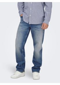 Only & Sons Straight-Jeans ONLY & SONS "ONSEDGE PERFORMANCE LB 3816 DOT DNM NOOS", Herren, Gr. 30, L&auml;nge 32, schwarz medium blau denim, Denim/Jeans, Obermaterial: 99% Baumwolle, 1% Elasthan, Abriebeffekte, straight fit lang, Jeans Straight-Jeans