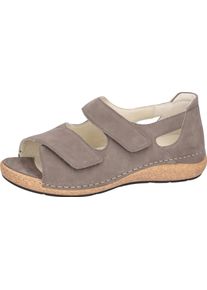 Waldl&auml;ufer Sandale WALDL&Auml;UFER "K-Heliett", Damen, Gr. 9 (43), grau (taupe), Nubukleder, Schuhe Sandale, Sommerschuh, Sandalette, Keilabsatz, in Komfortweite K (= extraweit)