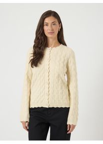Strickjacke Y.A.S "YASBUBERA LS KNIT CARDIGAN S. NOOS", Herren, Gr. S, birch, Strick, Obermaterial: 52% Polyester, 24% Polyacryl, 15% Nylon, 6% Wolle, 3% Elasthan, unifarben, regular fit normal, Rundhals, Strickjacken Strickjacke