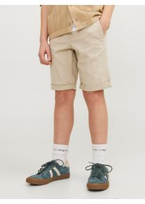 Jack & Jones Chinoshorts JACK & JONES JUNIOR "JPSTDAVID JJCHINO SHORTS AKM SN JNR", Jungen, Gr. 152, N-Gr, beige (crockery), Web, Obermaterial: 98% Baumwolle, 2% Elasthan, unifarben, regular fit kniefrei, Hosen Chinoshorts