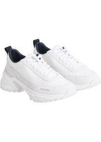 Plateausneaker Calvin Klein Jeans "HIKE RUNNER MG NYLON MIX", Damen, Gr. 41, wei&szlig;, schwarz, Leder, Textil, Schuhe Plateausneaker, Freizeitschuh, Halbschuh, Schn&uuml;rschuh mit Profilsohle