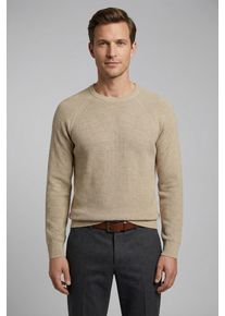 Rundhalspullover OLYMP "Waffle Structure", Herren, Gr. XXL, hellbeige, Strick, Obermaterial: 89% Baumwolle, 11% Polyamid, regular fit, Rundhals, Rippb&uuml;ndchen, Pullover Rundhalspullover, Rundhals, casual, unifarben, regular fit