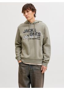 Jack & Jones Kapuzensweatshirt JACK & JONES "JJELOGO SWEAT HOOD 2 COL 25/26 NOOS", Herren, Gr. XXL, vetiver, angeraute Sweatware, Obermaterial: 70% Baumwolle, 30% Polyester, bedruckt, regular fit normal, Rundhals, Rippb&uuml;ndchen, Sweatshirts Kapuzensweatshirt, mit stylischem Print