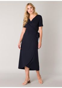 Wickelkleid Base Level "Yvie", Damen, Gr. 44, N-Gr, blau (navy dunkelblau), Jersey, Obermaterial: 94% Viskose, 6% Elasthan, unifarben, figurumspielend ca. Mitte Wade, V-Ausschnitt, abgesteppt, Kleider Wickelkleid, In bequemer, elastischer Qualit&auml;t, Topseller
