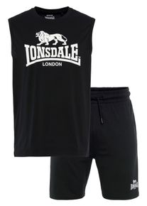 Sportanzug Lonsdale "ALLANTON", Herren, Gr. XL (54), schwarz-wei&szlig; (schwarz, wei&szlig;), Obermaterial: 60% Baumwolle, 40% Polyester, Sportanz&uuml;ge Sportanzug, Tank und Shorts Set