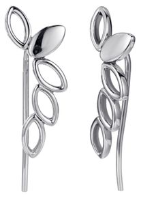 Paar Ohrhaken Kingka "ORIVA Leaves", silber (edelstahlfarben), Ohrringe, Damen, Edelstahl, Paar Ohrhaken