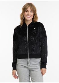 Sweatjacke Ragwear "DORON VELVET", Damen, Gr. XXL, schwarz, Samt, Obermaterial: 94% Polyester, 6% Elasthan, gemustert, normal, Rundhals, Sweatjacken Sweatjacke, weiche Samt Optik