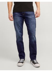 Jack & Jones Regular-fit-Jeans JACK & JONES "JJICLARK mit Used-Look und Stretch f&uuml;r den Alltag", Herren, Gr. 31, L&auml;nge 34, blau (denim, blau), Denim/Jeans, Obermaterial: 98% Baumwolle, 2% Elasthan, Abriebeffekte, regular fit lang, Jeans Regular-fit-Jeans, mit Abriebeffekten