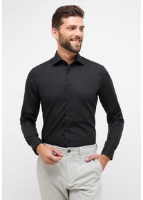 Langarmhemd Eterna "SLIM FIT", Herren, Gr. 39, Normalgr&ouml;&szlig;en, schwarz, Popeline, 100% Baumwolle, schmal, Manschette, Hemden Langarmhemd, NON IRON (b&uuml;gelfrei)