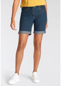 Jeansbermudas Arizona, Damen, Gr. 46, N-Gr, blau (blau washed), Denim/Jeans, Obermaterial: 81% Baumwolle, 17% Polyester, 2% Elasthan, Basic, comfort fit kurz, Jeans Jeansbermudas, weite Passform, kurze Beinform, hohe Leibh&ouml;he, Topseller