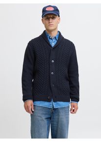 Jack & Jones Strickpullover JACK & JONES "JJPAUL KNIT SHAWL CARDIGAN", Herren, Gr. L, sky captain, Strick, Obermaterial: 82% Polyacryl, 18% Baumwolle, unifarben, regular fit normal, Pullover Strickpullover