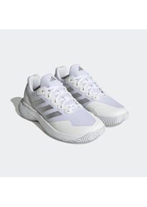 Tennisschuh adidas Performance "GAMECOURT 2.0", Damen, Gr. 43, wei&szlig; (cloud wei&szlig;, silber metallic, cloud wei&szlig;), Synthetik, Textil, Schuhe Tennisschuh, geeignet f&uuml;r Hartplatz und Sandplatz