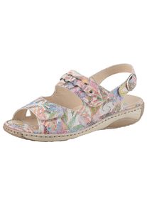 Waldl&auml;ufer Sandale WALDL&Auml;UFER "GARDA", Damen, Gr. 9,5 (44), bunt (multicolor), Veloursleder, gebl&uuml;mt, Schuhe Sandale, Sommerschuh, Klettschuh, Sandalette in Bequemweite G (= weit)