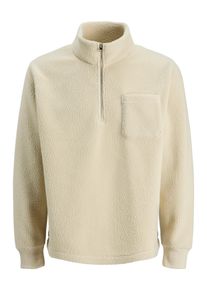Jack & Jones Sweatshirt JACK & JONES "JORGREENE TEDDY SWEAT HIGH NECK", Herren, Gr. XS, oatmeal, angeraute Sweatware, Obermaterial: 100% Polyester, unifarben, relaxed fit, hoch geschlossener Ausschnitt, Rippb&uuml;ndchen, Sweatshirts Sweatshirt