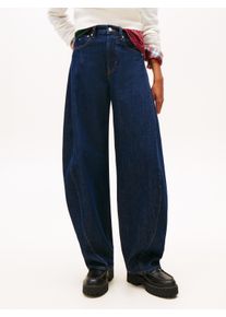 Tapered-fit-Jeans Tommy Jeans "ELLA MID BARREL DI4156", Damen, Gr. 32, L&auml;nge 30, denim schwarz, Denim/Jeans, Obermaterial: 99% Baumwolle, 1% Elasthan, unifarben, bequem kn&ouml;chellang, Jeans Tapered-fit-Jeans