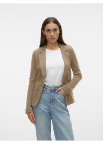 V&eacute;ro Moda Jerseyblazer VERO MODA "VMJULIA LS BLAZER JRS NOOS", Damen, Gr. 34, braun (silber mink detail:melange), Jersey, Obermaterial: 66% Polyester, 34% Baumwolle, meliert, regular fit normal, tiefer V-Ausschnitt, Blazer Jerseyblazer