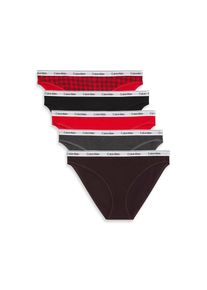 Bikinislip "5 PACK BIKINI (LOW-RISE)", Damen, Gr. XL (42), 5 Stk., blotched plaid, adreniline rush, blac, Jersey, Obermaterial: 90% Baumwolle, 10% Elasthan, Calvin Klein Underwear, k&ouml;rpernah, Unterhosen Bikinislip, mit Logobund