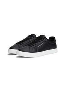 Sneaker Tommy Hilfiger "ICON COURT LIGHT PREMIUM", Herren, Gr. 45, schwarz, Leder, Lederimitat, Schuhe Sneaker, Schn&uuml;rschuh, Freizeitschuh, Halbschuh mit Ziern&auml;hten
