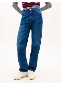 Straight-Jeans Tommy Jeans "KIRA MR SLIM STR", Damen, Gr. 28, L&auml;nge 30, denim schwarz, Denim/Jeans, Obermaterial: 99% Baumwolle, 1% Elasthan, Abriebeffekte, regular fit kn&ouml;chellang, Jeans Straight-Jeans