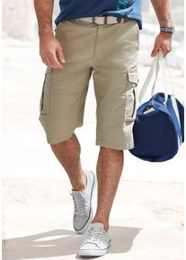 Cargobermudas John Devin "aus elastischer Baumwollmischung", Herren, Gr. 38, N-Gr, beige, Web, Obermaterial: 98% Baumwolle, 2% Elasthan, unifarben, bequem kniebedeckend, Hosen Cargobermudas, mit Seitentaschen, 3/4 Shorts, Topseller