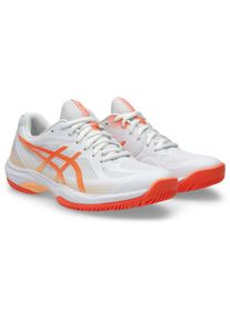 Hallenschuh asics "COURT HUNTER FF", Damen, Gr. 40, wei&szlig;, vivid coral, Synthetik, Schuhe Hallenschuh, besonders geeignet f&uuml;r Handball und Volleyball