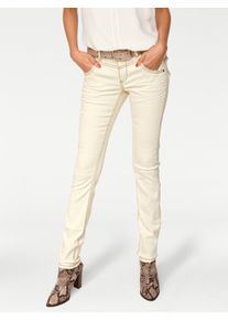 Bequeme Jeans Heine, Damen, Gr. 46, Normalgr&ouml;&szlig;en, beige (ecru), 98% Baumwolle, 2% Elasthan, unifarben, lang, Jeans Bequeme Jeans