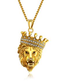 Kette mit Anh&auml;nger Firetti "Schmuck Geschenk L&ouml;we, strukturiert", gold (gelbgoldfarben, wei&szlig;), Halsketten, Herren, Edelstahl, L: 62 B: 3mm, Kette mit Anh&auml;nger, mit Zirkonia (synth.), B:3mm