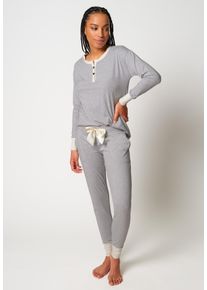Pyjama Skiny "Night In Mix & Match", Damen, Gr. 42, grau melange, Single Jersey, Obermaterial: 95% Baumwolle, 5% Elasthan, meliert, unifarben, normal lang, eckiger Ausschnitt, Homewear-Sets Pyjama, bequem, elastischer Bund, mit Taschen, Baumwollmix