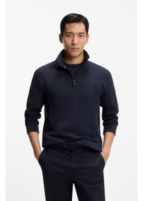 Sweatshirt BOSS "Structure 1/4 Zip", Herren, Gr. S, dunkelblau 403, Jersey, Obermaterial: 60% Baumwolle, 40% Polyester, unifarben, regular fit h&uuml;ftlang, hoch geschlossener Ausschnitt, Rippb&uuml;ndchen, Sweatshirts Sweatshirt, mit Stehkragen