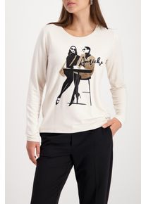 Langarmshirt monari "Shirt Frauen Caf&eacute;", Damen, Gr. 42, almond, Web, Obermaterial: 45% Modal, 45% Viskose, 10% Elasthan, unifarben, regular fit taillenbedeckt, Rundhals, eingesetzt abgesteppte Kante, Shirts Langarmshirt, Regular fit mit Rundhalsausschnitt