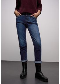 5-Pocket-Jeans Street One "Style BOYFRIEND", Damen, Gr. 26, L&auml;nge 28, schwarz indigo, Denim/Jeans, Obermaterial: 79% Baumwolle, 15% Polyester (REPREVE), 4% Elastomultiester, 2% Elasthan, unifarben, loose fit lang, Jeans 5-Pocket-Jeans, mit Stretch