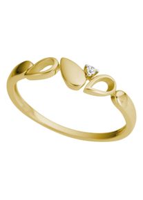 Fingerring Firetti "Schmuck Geschenk Gold 375 Damenring Goldring Tropfen" Gr. 16, gold (gelbgoldfarben, wei&szlig;goldfarben), Fingerringe, Damen, 16, 0,02 P2 = erkennbare Einschl&uuml;sse, Diamanten Gelbgold 375, 1,2mm, Diamanten, Gelbgold 375, Fingerring, mit Brillant