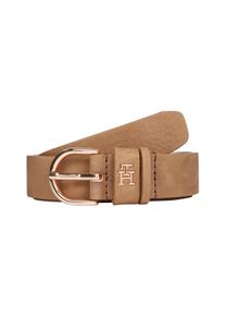Lederg&uuml;rtel Tommy Hilfiger "ESSENTIAL EFFORTLESS 2.5 cm breit NUBUCK", Damen, Gr. 70, beige (safari canvas), Rindsleder, unifarben, G&uuml;rtel Lederg&uuml;rtel, Logoemblem, weiche Haptik