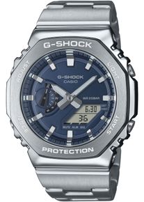 Chronograph Casio G-SHOCK, silber (jeansblau, silberfarben), Armbanduhren, Herren, Chronograph, Quarzuhr Armbanduhr,Herren,digital,bis 20bar wasserd.,Edelstahlarmband