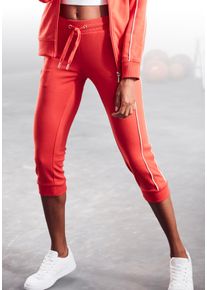 H.I.S. Caprihose H.I.S, Damen, Gr. 44/46, N-Gr, rot, Interlock, Obermaterial: 60% Baumwolle, 40% Polyester, unifarben, Basic, bequem kniebedeckend, Hosen Caprihose, mit seitlichen Piping, Loungewear, Topseller