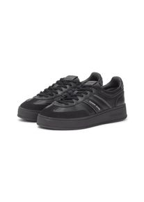Plateausneaker Tommy Jeans "THE GREENWICH EDGE FLATFORM", Damen, Gr. 39, schwarz, silberfarben, Leder, Lederimitat, Veloursleder, Schuhe Plateausneaker, Freizeitschuh, Halbschuh, Schn&uuml;rschuh mit Logoschriftzug
