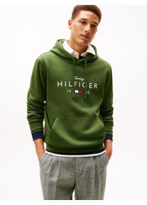Hoodie Tommy Hilfiger "BRAND LOVE BIG HILFIGER", Herren, Gr. M, mountain pine, Sweatware, Obermaterial: 77% Baumwolle, 23% Elasthan, regular fit normal, Rippb&uuml;ndchen, Sweatshirts Hoodie, mit Logo-Grafik, normale Passform