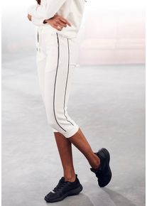 H.I.S. Caprihose H.I.S, Damen, Gr. 44/46, N-Gr, beige (ecru), Interlock, Obermaterial: 60% Baumwolle, 40% Polyester, unifarben, Basic, bequem kniebedeckend, Hosen Caprihose, mit seitlichen Piping, Loungewear, Topseller