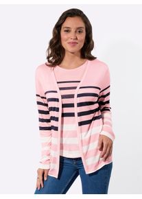 T-Shirt Casual Looks "Shirt-Twinset", Damen, Gr. 36, ros&eacute;, marine, geringelt, 95% Viskose, 5% Elasthan, gemustert, gestreift, mehrfarbig, Rundhals, Shirts T-Shirt