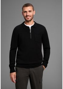 Strickpullover Bruno Banani, Herren, Gr. 4XL (68/70), schwarz, Feinstrick, Obermaterial: 50% Baumwolle, 50% Polyacryl, slim fit, Rundhals, Pullover Strickpullover, mit Rei&szlig;verschluss und Brusttasche