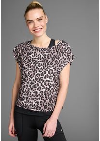 Funktionsshirt FAYN SPORTS, Damen, Gr. 52/54, schwarz (aop animal_schwarz), Single Jersey, Obermaterial: 92% Polyester, 8% Elasthan, bedruckt, bequem, Rundhals, angeschnitten, Shirts Funktionsshirt, mit coolem Print und Top auch in gro&szlig;en Gr&ouml;&szlig;en