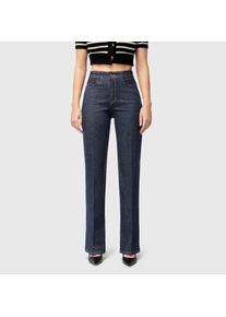 Bootcut-Jeans MAC "LAURA", Damen, Gr. 46, L&auml;nge 32, blau (fashion rinsed), Denim/Jeans, Obermaterial: 91% Baumwolle, 7% Elastomultiester, 2% Elasthan, lang, Jeans Bootcut-Jeans