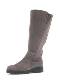 Stiefel Gabor "PISA", Damen, Gr. 39, Varioschaft, taupe, Veloursleder, unifarben, Schuhe Stiefel, Blockabsatz, Langschaftstiefel in Weite G (= weit)