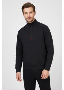 Sweatshirt HUGO UNDERWEAR, Herren, Gr. L (52), schwarz 001, Sweatware, Obermaterial: 51% Baumwolle, 35% Modal, 9% Polyester, 5% Elasthan, normal normal, B&uuml;ndchen, Sweatshirts Sweatshirt, Troyerkragen mit Rei&szlig;verschluss