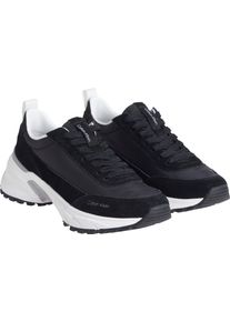 Plateausneaker Calvin Klein Jeans "HIKE RUNNER MG NYLON MIX", Damen, Gr. 37, schwarz, wei&szlig;, Leder, Textil, Schuhe Plateausneaker, Freizeitschuh, Halbschuh, Schn&uuml;rschuh mit Profilsohle