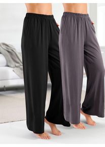 Jogginghose feel good, Damen, Gr. 44/46, Normalgr&ouml;&szlig;en, schwarz (schwarz, anthrazit), 50% Baumwolle, 50% Viskose, unifarben, Hosen Jogginghose